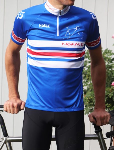 Das Basic-Trikot für die tägliche Rundfahrt, mit 2 Rückentaschen, Farbe Blau